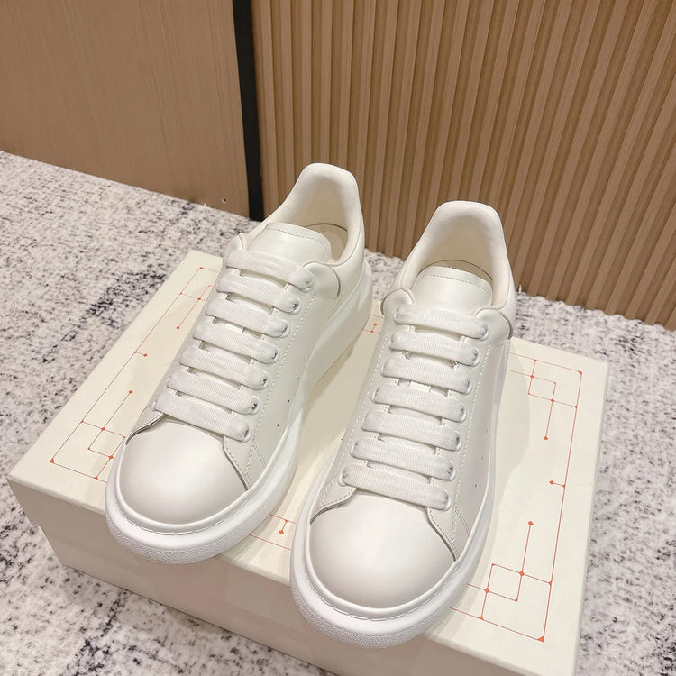 Top Classic Platform White Sneakers Silky Cowhide Height Boost Casual Shoes Versatile Daily Commute Shoes MK01