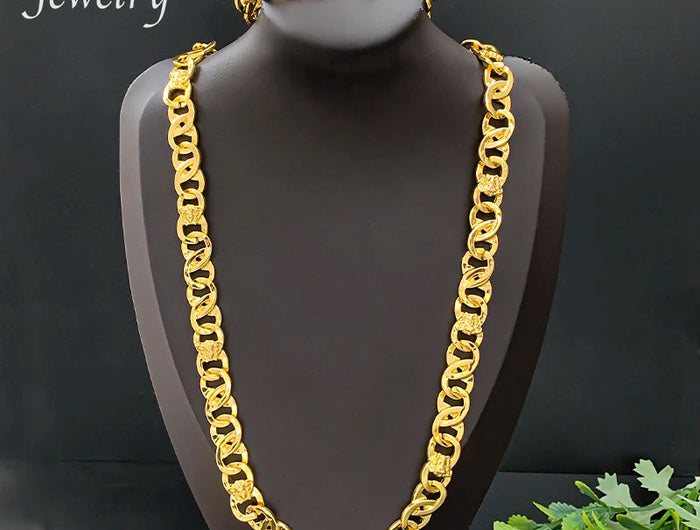 Set di Gioielli Originali per Uomo, Collana e Bracciale Hip Hop Placcati in Oro, Gioielleria alla Moda per Feste, Uso Quotidiano e Regali platinumshop