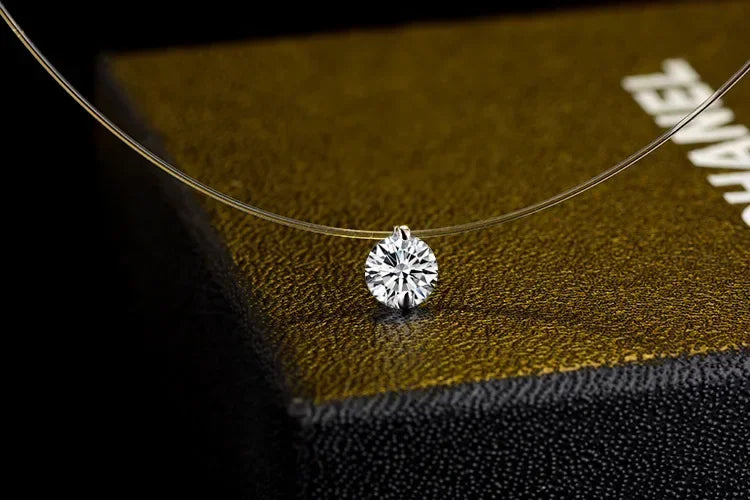 1ct Moissanite diamante S925 argento sterling invisibile trasparente lenza clavicola collana a catena gioielli da donna PlatiNum