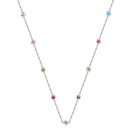 LUXUSTEEL Neckalce For Women No Fade Colorful Crystal Pendant  Lady Girls Accessories 2022 Hot Sale Long Chains Necklaces PlatiNum