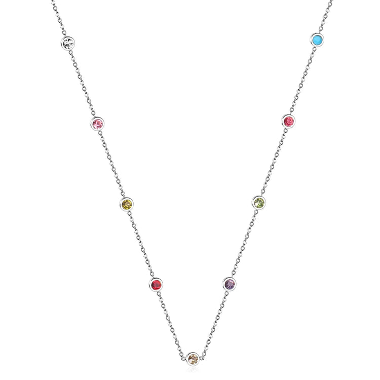 LUXUSTEEL Neckalce For Women No Fade Colorful Crystal Pendant  Lady Girls Accessories 2022 Hot Sale Long Chains Necklaces PlatiNum