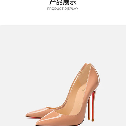 Tacchi da donna Colore nudo Tacco alto elegante da donna Scarpe nere di lusso donna 2025 Fondo rosso lucido Punta a punta Party Ladies Women platinumshop