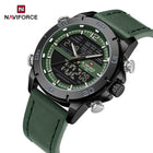 NAVIFORCE Orologio alla moda da uomo con cinturino in vera pelle Movimento al quarzo resistente all'acqua 30M Display luminoso con giorno e data F platinumshop