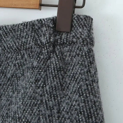 YENKYE 2025 Women High Waist A-line Mini Woolen Skirt Office Autumn Winter Elegant Skirts PlatiNum