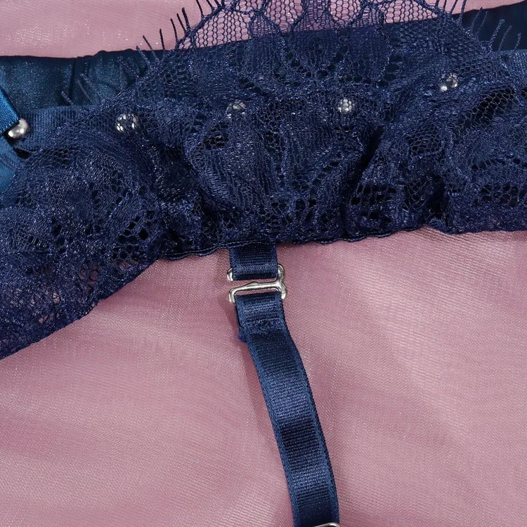 Toucheart Erotic Lingerie Lace See-through Bow Knot Decor Patchwork Body Shaping Hollow Intimate Women Flirt Hot Underwear Set