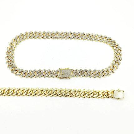 Fashion Men Cuban Link Iced Out Necklace 14MM width Rhinestones Chain Rapper CZ Cuban Chain Necklace Hip Hop Birthday Jewelry PlatiNum