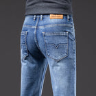 Autumn Men's Business Straight Fit Jeans Vintage Blue Smoke Gray Stretch Trousers Soft Comfortable Fabric Denim Pants Male PlatiNum