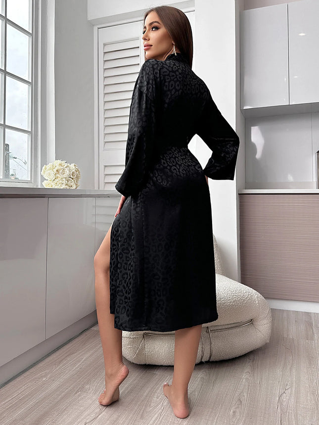 Camicia da notte a maniche lunghe da donna stampata, elegante e confortevole, pigiama da casa, vestaglia semplice e alla moda