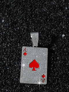 Men Women Hip Hop Poker Pendant Necklace with 13mm Cuban Chain Hiphop Iced Out Red Peach A Necklaces Fashion Punk Jewelry Gifts