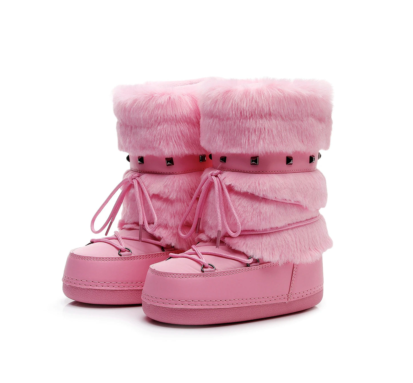 Women's Furry Boots New Warm Skiing Winter Boots Women Space Boots Trendy Ladies Winter Shoes Non-slip Girls Snow Boots