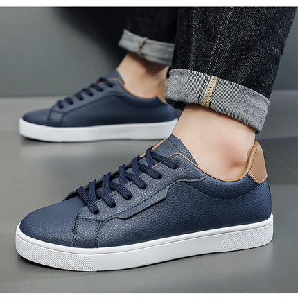 2026Mens Board Shoes Classic Lace Up Lightweight Breathable Casual Leather Sports Shoes Daily Comfortable Male Business Sneakers