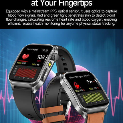 2025 Trattamento laser Tre Smartwatch alti 1.95 "Schermo curvo in zaffiro ECG + PPG Grasso nel sangue Acido urico Diagnosi salute Smartwatch platinumshop