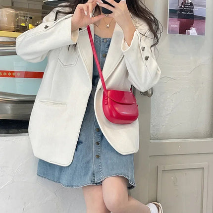 Womens Small Messenger Bag Solid PU Leather Shiny Shoulder Bag Fashion Saddle Bags Flip Buckle Phone Coin Purse Lipstick Storage PlatiNum
