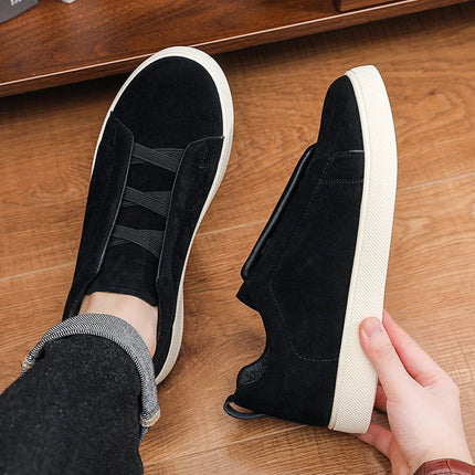 Spring men's thick soled board shoes high-quality suede leather casual sports shoes comfortable and fashionable low top shoes