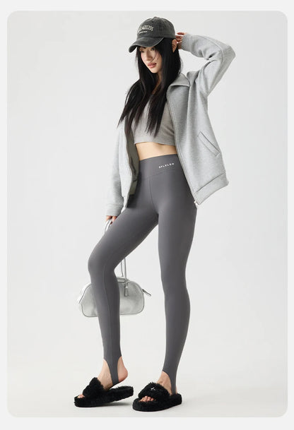 BIVIGAOS Autumn Winter Thick Foot Pants Sharkskin Leggings Women's Rabbit Fleece Warm Leggings High Waist Elastic Non Trace Yoga