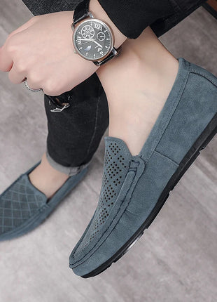 STRONGSHEN scarpe da uomo Casual Luxury Brand Slip on mocassini vuoti in pelle scamosciata mocassini da uomo estate traspirante scarpe da guida da uomo italiane