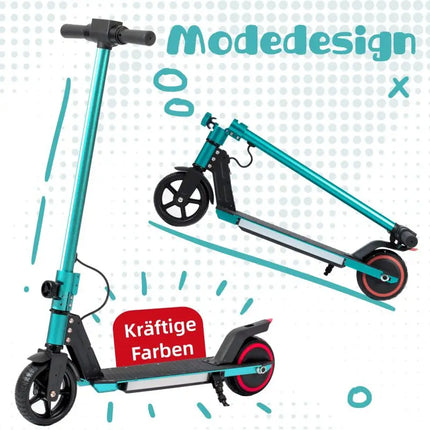 Monopattino Pieghevole da 6.5'' per Bambini dai 6 ai 12 Anni, 60Wh, Autonomia 5-8km, Velocità 14km/h, Capacità di Carico 50kg, con Freno EBS e a Pedale