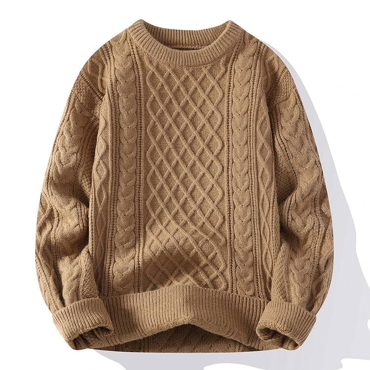 New Trendy Autumn and Winter Jacquard Pattern Pullover Sweater Casual Round Neck Color-Blocking Knit Men's Pullover