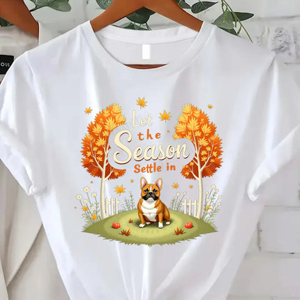 T-shirt femme confortable avec imprimé "Jolis cœurs Autumn Starts - T-shirt graphique festif d'automne"