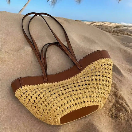 2025 Y2k Retro Literary Fashion Versatile Casual Tote Bag Shoulder Bag Large Capacity Grass Woven Bag Women's Bag