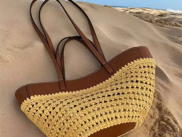 2025 Y2k Retro Literary Fashion Versatile Casual Tote Bag Shoulder Bag Large Capacity Grass Woven Bag Women's Bag