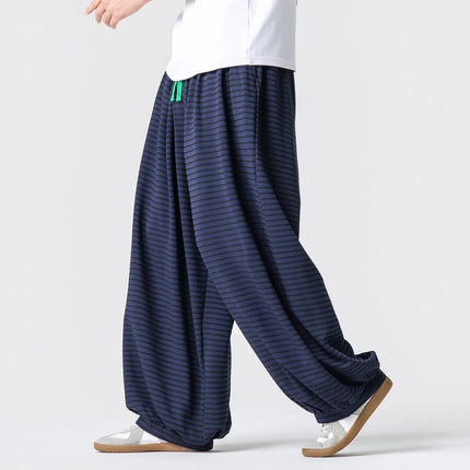 Pantaloni con elastico in vita da uomo Pantaloni a gamba larga con strisce marroni da uomo Pantaloni jogger oversize comodi e traspiranti Streetwear Plus Size5XL