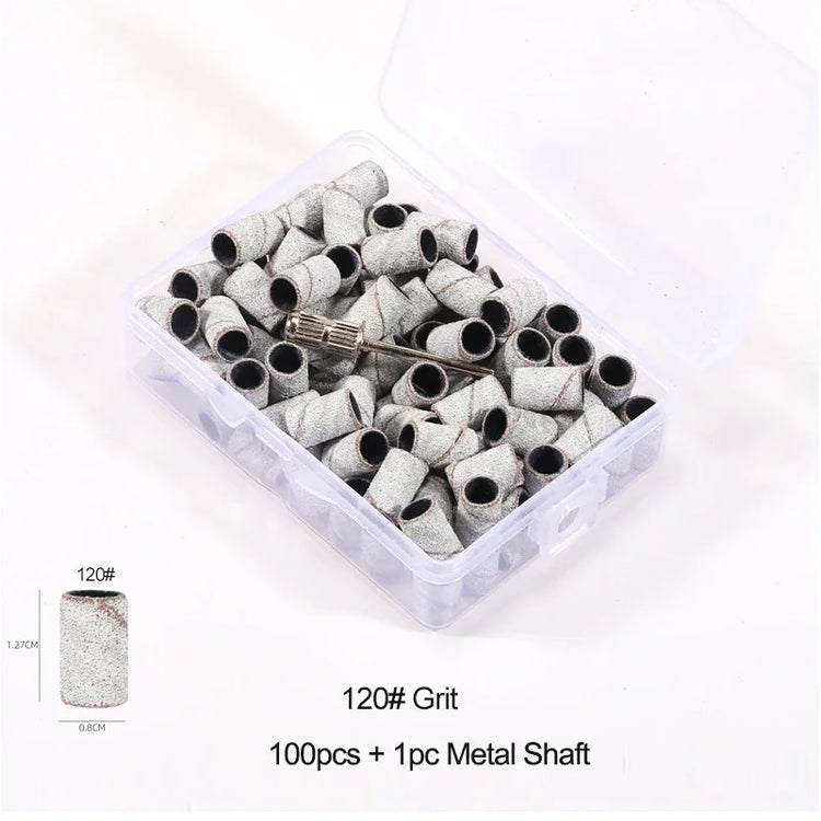 Nail Sanding Ring Bands 80/120/180/240 Grit Electric Manicure Drill Grinding Heads UV Gel Polish Removal Pedicure Abrasive Tools 2028