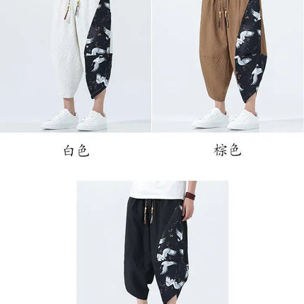 Pantaloncini estivi da uomo stile giapponese retrò comodi pantaloni da spiaggia traspiranti da uomo cintura elastica pantaloni casual Harun larghi e sottili