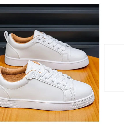 Men's High-End Casual Red Sole Board Oes Waterproof Sports Commuter Busin White Oes Simple Design Versatile Briti Sle