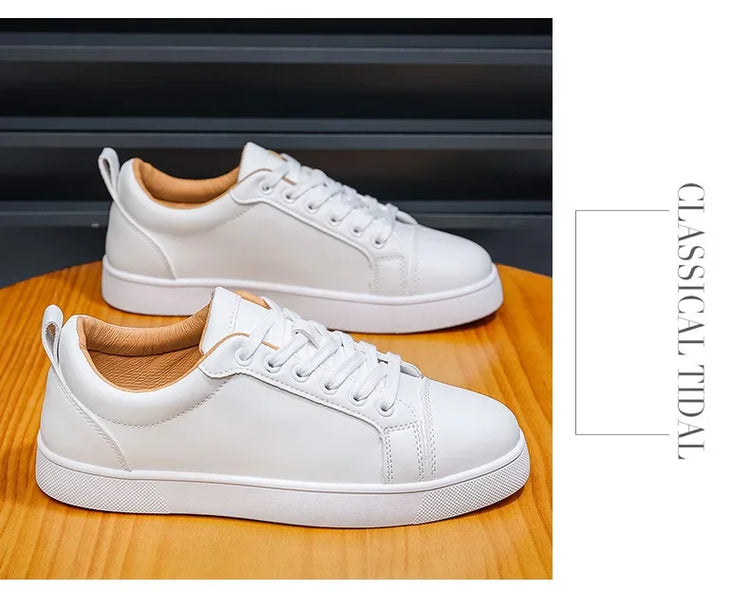 Men's High-End Casual Red Sole Board Oes Waterproof Sports Commuter Busin White Oes Simple Design Versatile Briti Sle