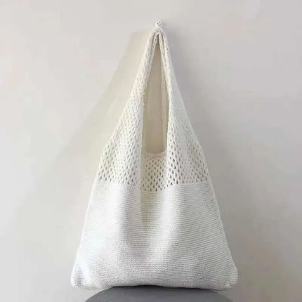 Borse a maglia da donna, borsa tote grande capacità, borsa estiva da spiaggia, borsa grande casual, borse a tracolla intrecciate a nido d'ape, borsa da donna