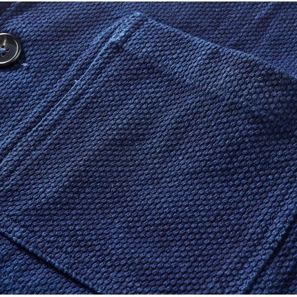 Indigo Blue Dyed Suit Jacket Heavy Sashiko Casual Japanese Retro Washed Coat Jacket