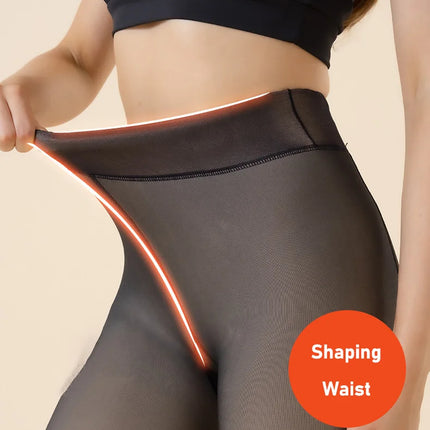 Women's Thermal Tights Fleece Lined Warm Winter High Waist Sexy Translucent Black Tights Thermal Legging Tights for Women