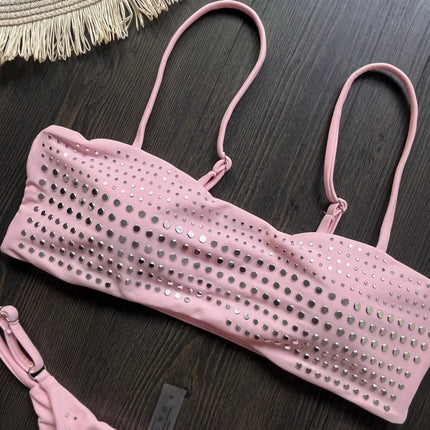 2025 Diamante Bikini Donne Sexy Costume Da Bagno A Fascia Biquini Push Up Costumi Da Bagno Femminile Lucido Costumi da Bagno Floreale Tuta Beachwear platinumshop