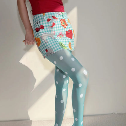 Colorful Large Polka Dot Silk Stockings, Sexy Polka Dot Print, Ultra-Thin, Women's Tights, JK Skirt Accessories