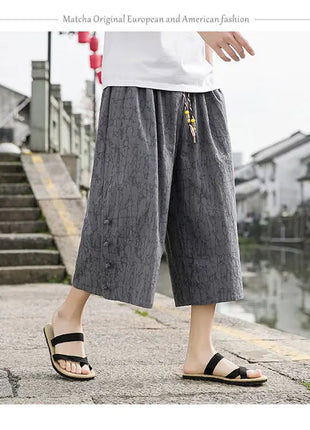 Pantaloni da samurai giapponesi Kimono da uomo Pantaloni casual in cotone retrò da uomo Pantaloni larghi casual Hip Hop Harajuku di alta qualità da uomo