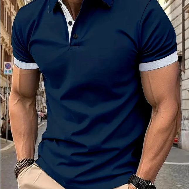 Moda casual da uomo Manica corta da uomo e risvolto Manica corta da uomo colore con camicia a maniche corte moda T-shirt manica corta