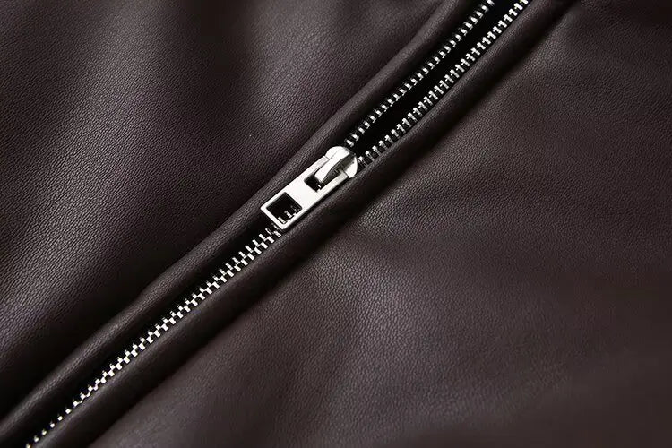 Women Green Leather Cropped Jacket Coat Vintage Streetwear Motorcycle Mustang Jacket 2000s Vintage Warm Thicke Outerwear Autumn