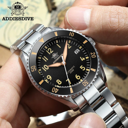 ADDIESDIVE Luxury Men's Watch MY-H9 Sapphire Crystal Ceramic Bezel 200m Waterproof Retro Luminous Diving Mechanical Wristwatch