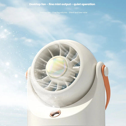 Ventilatore Portatile da Tavolo con Nebulizzatore d'Aria Fredda, Ricarica USB, Raffreddamento ad Acqua, Ventilatore Turbo con Umidificazione, Compatto Ventilatore Personale con Nebbia