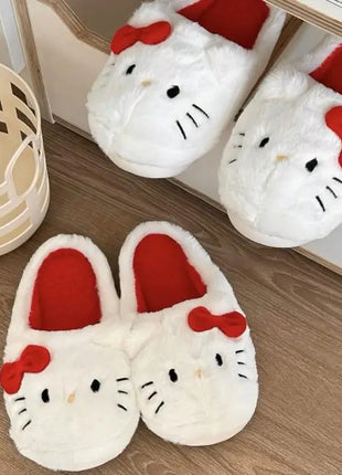 Simpatiche pantofole in peluche Hello Kitty Anime da donna, scarpe in cotone Sanrio Kawaii, scarpe morbide da camera da letto per studentesse, regali per ragazze per le feste invernali