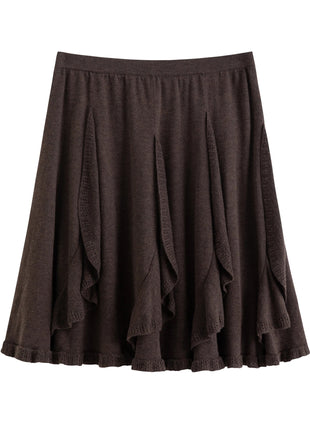 DUSHU Plus-Size Women's Melody Drifts Crochet Lace Knit Skirt 2025 Winter New Arrival Fashionable Everyday Essentials Mid Skirts PlatiNum