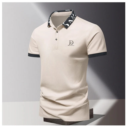 Men's fashionable summer POLO ice silk quick-drying T-shirt short-sleeved solid color loose fit business collar