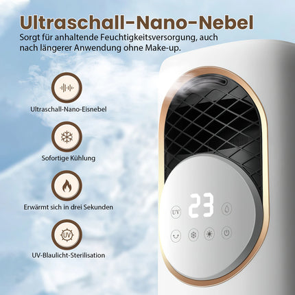 5‑in‑1 Tower Heating and Cooling Fan, Ptc Ceramic Fast Heating, Ultrasonic Nano Humidification, Uv Sterilization, 180 ° ‑Wide‑Angle‑Airflow for Home