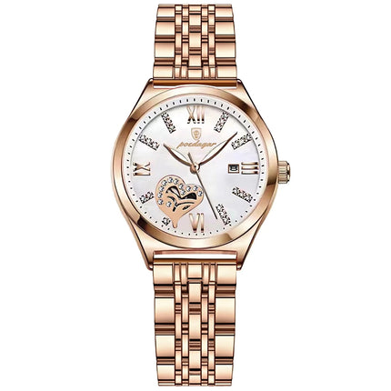 POEDAGAR Orologi di lusso da donna Orologio da donna impermeabile con data luminosa in acciaio inossidabile Orologio da polso da donna al quarzo alla moda elegante platinumshop