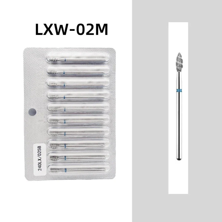 10Pcs Tornado Flame Diamond Nail Drill Bit Fine&Medium Grit Size Manicure Cutters Rotary Burr Drill Accessories Spiral Nail Tool2028 Nail Tools
