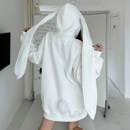 2026 Autumn Kawaii Bunny Big Extra Ears Hoodie Long Sleeve Hooded Sweatshirt Y2K Style Fashion Rabbit Oversized Zip-up Hoodies