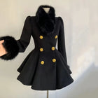 New Elegant Small Fragrance Celebrity Loose Coat Moda Woolen Winter French Style Vintage Blends Slim Waist Mid-length Outwear