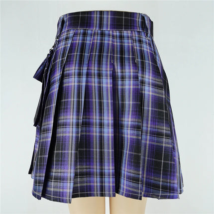Harajuku Punk gotico nero a vita alta gonne nere donne Sexy Patchwork fasciatura Mini gonna nera Streetwear femminile