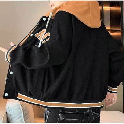 Men's Autumn New Brand All-match Student Letter Hooded Jacket Trendy Women High Quality Varsity Baseball Uniform Jacket